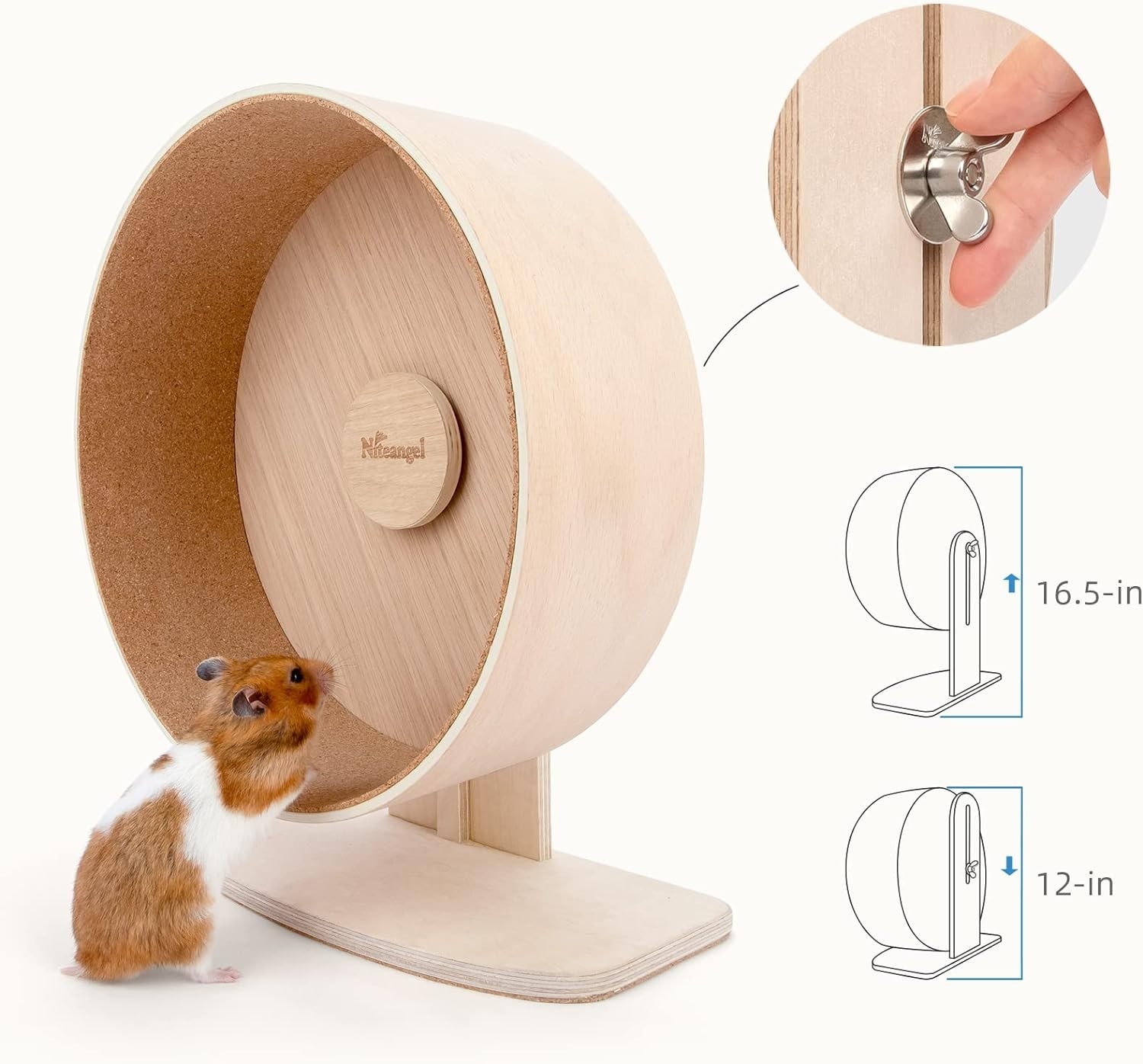 NEW Niteangel Wooden Hamster Silent Exercise Wheel Wood R1