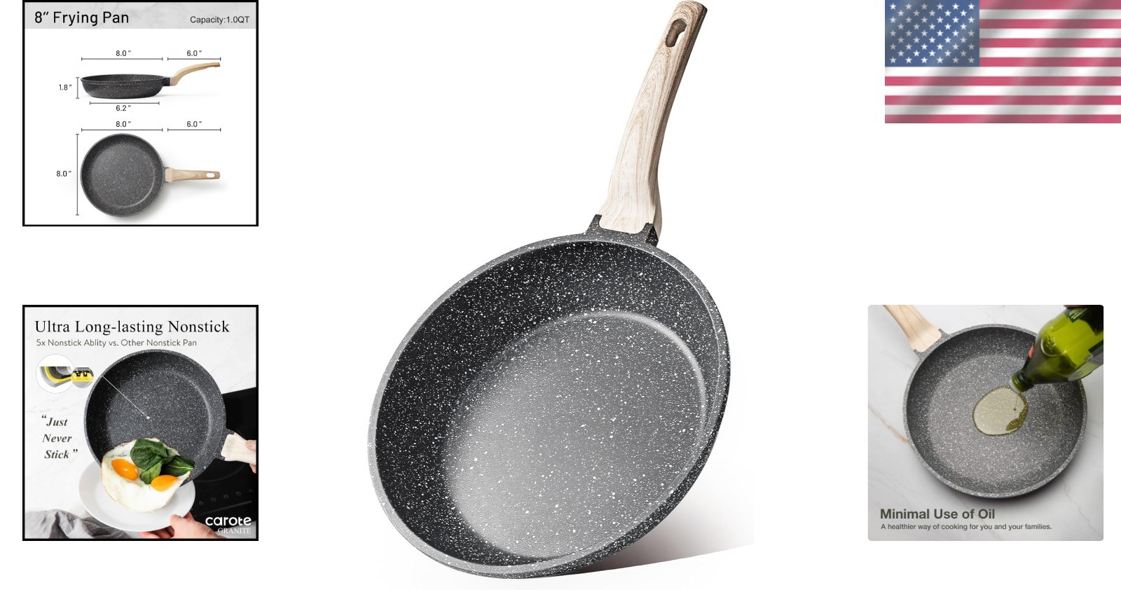 Nonstick Frying Pan Skillet,Non Stick Granite Fry Pan Egg Pan Omelet Pans, Stone