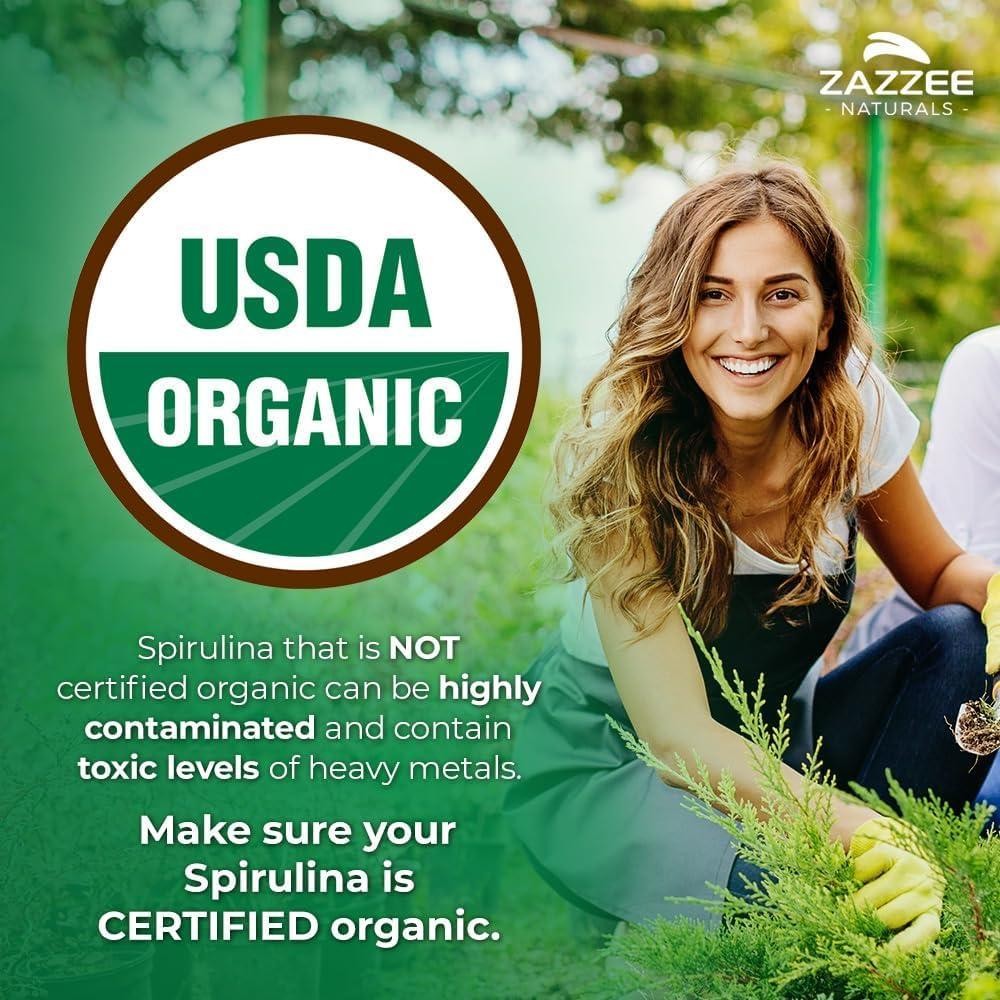 Zazzeze USDA Organic Spirulina Powder, 8 Ounces, 68 Servings, 100% Pure, Kosher