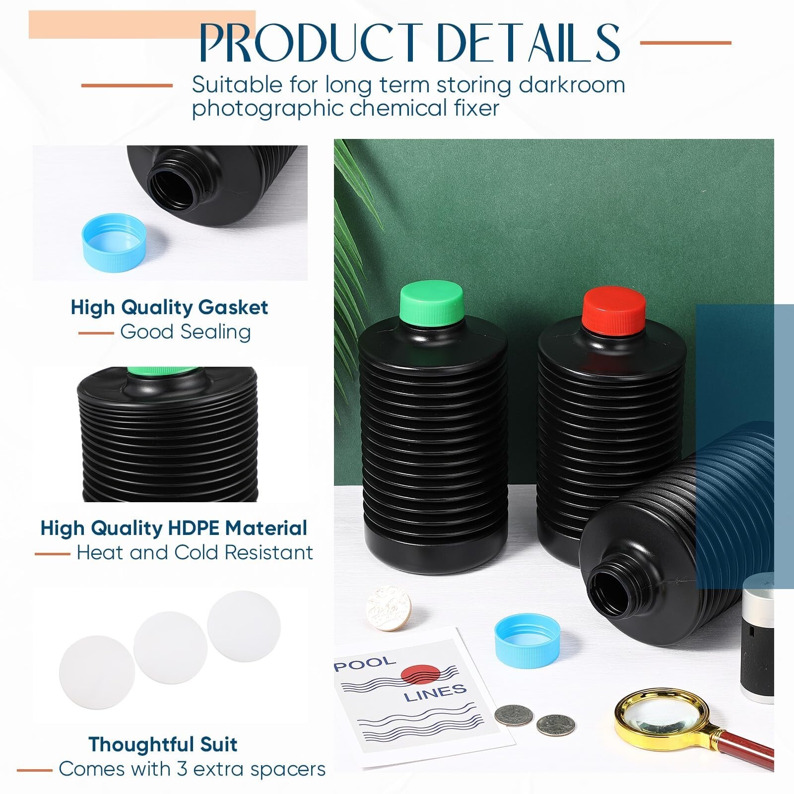 3x 1L Collapsible Bottles Film Darkroom Developing Chemical Processing(US Stock)