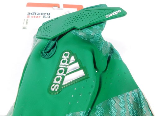 adidas 5 Miami Hurricanes Issued Miami Dipped Football Gloves Forest/Forest 3XL