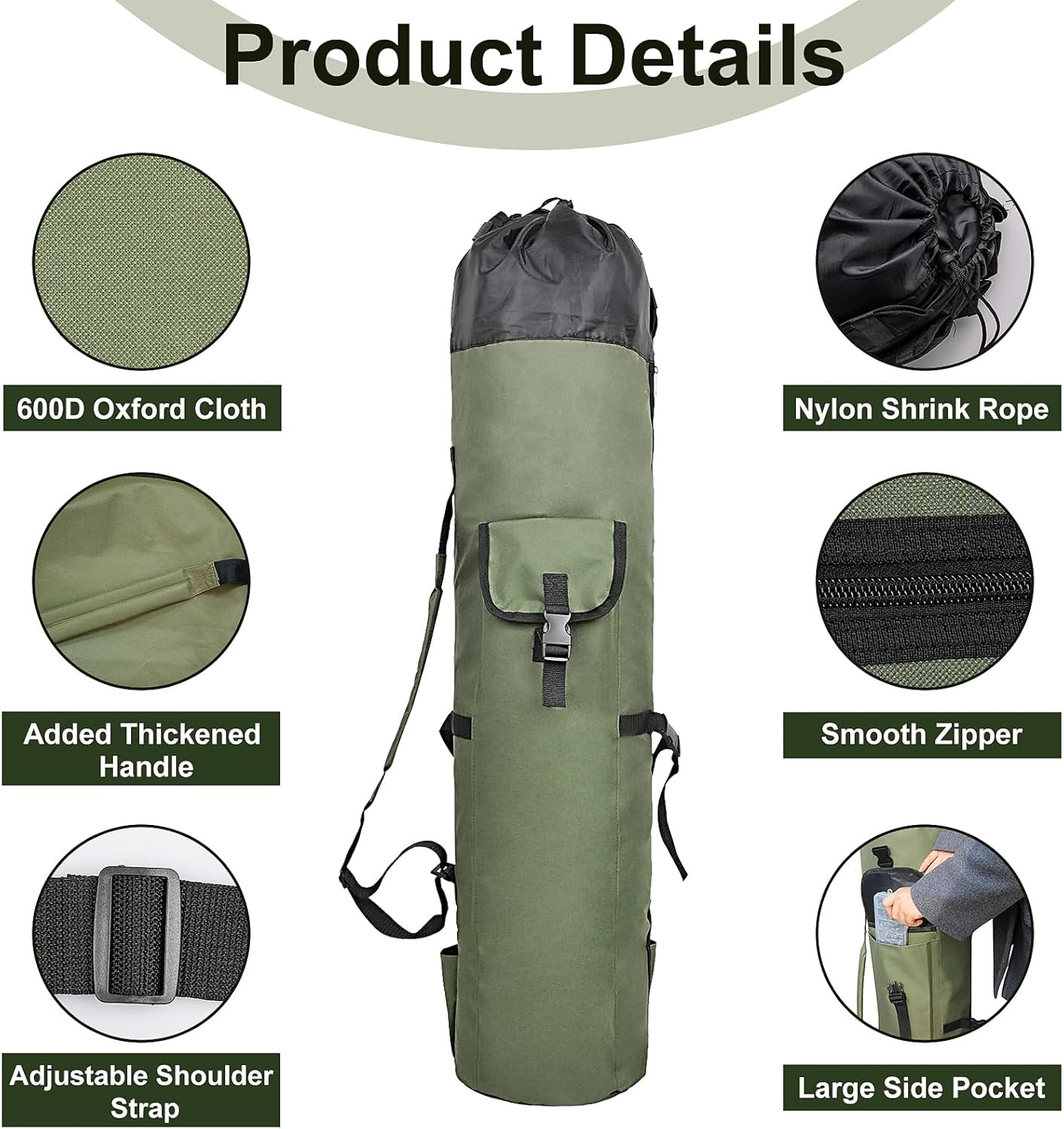 Fishing Rod Bag Fishing Rod Case Portable Foldable Fishing Pole Bag Large Capaci