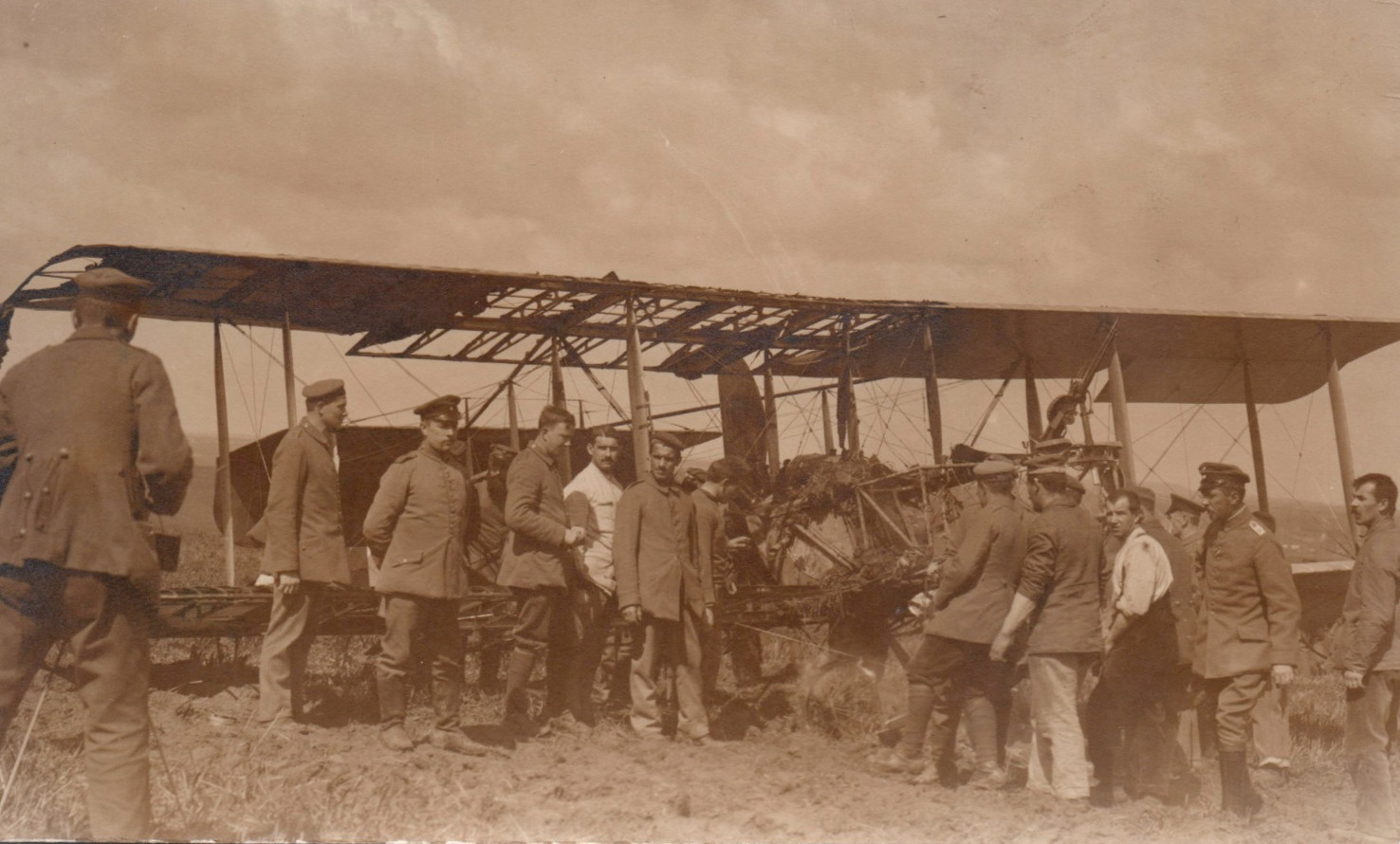 WWI German Soldiers Airplane Biplane Real Photo Postcard RPPC
