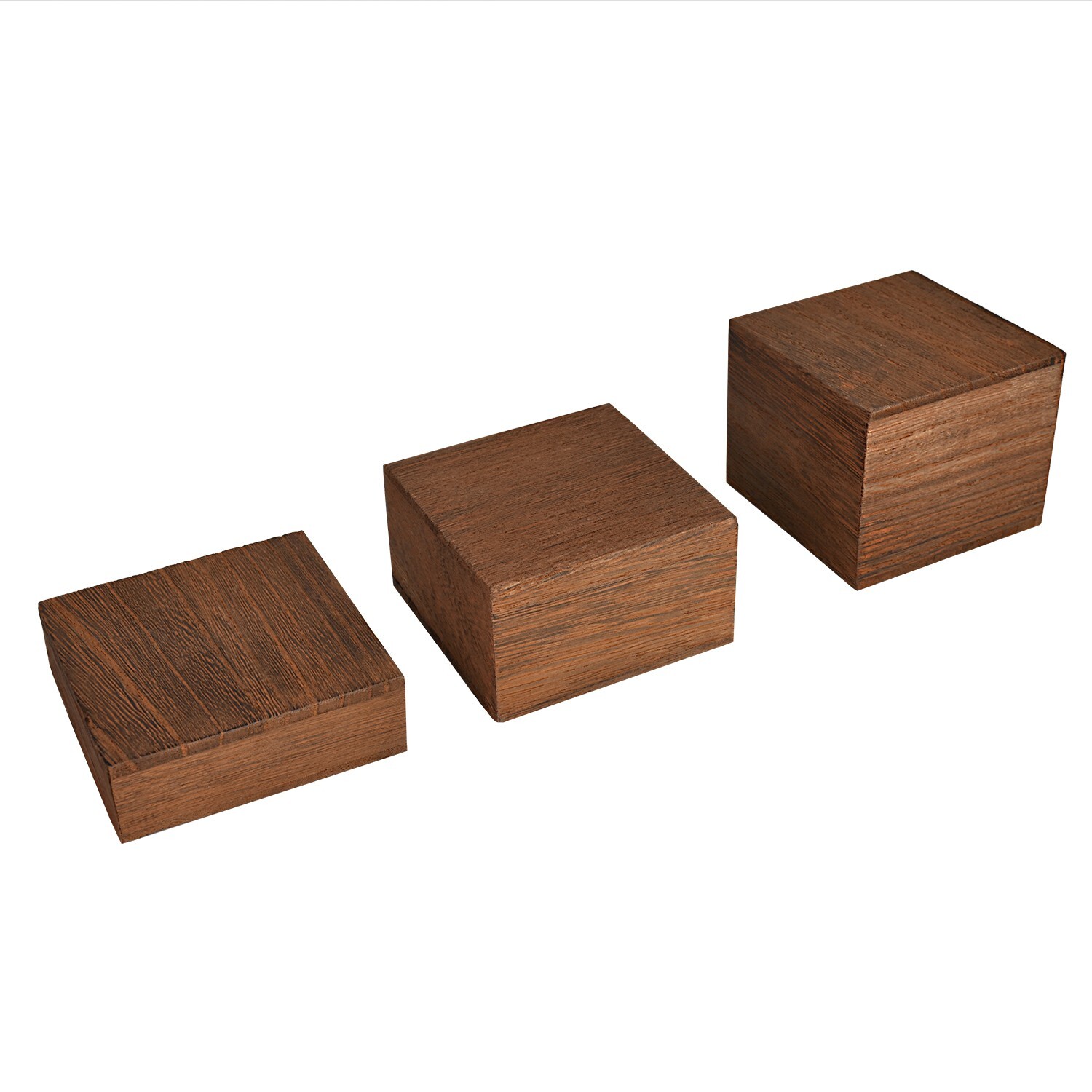 Wooden 3 Pcs Square Risers for Display, Brown Color