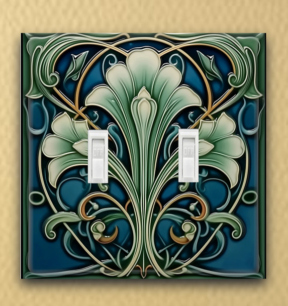 Art Nouveau Vine-stained glass design Light Switch Plate outlet cover home decor
