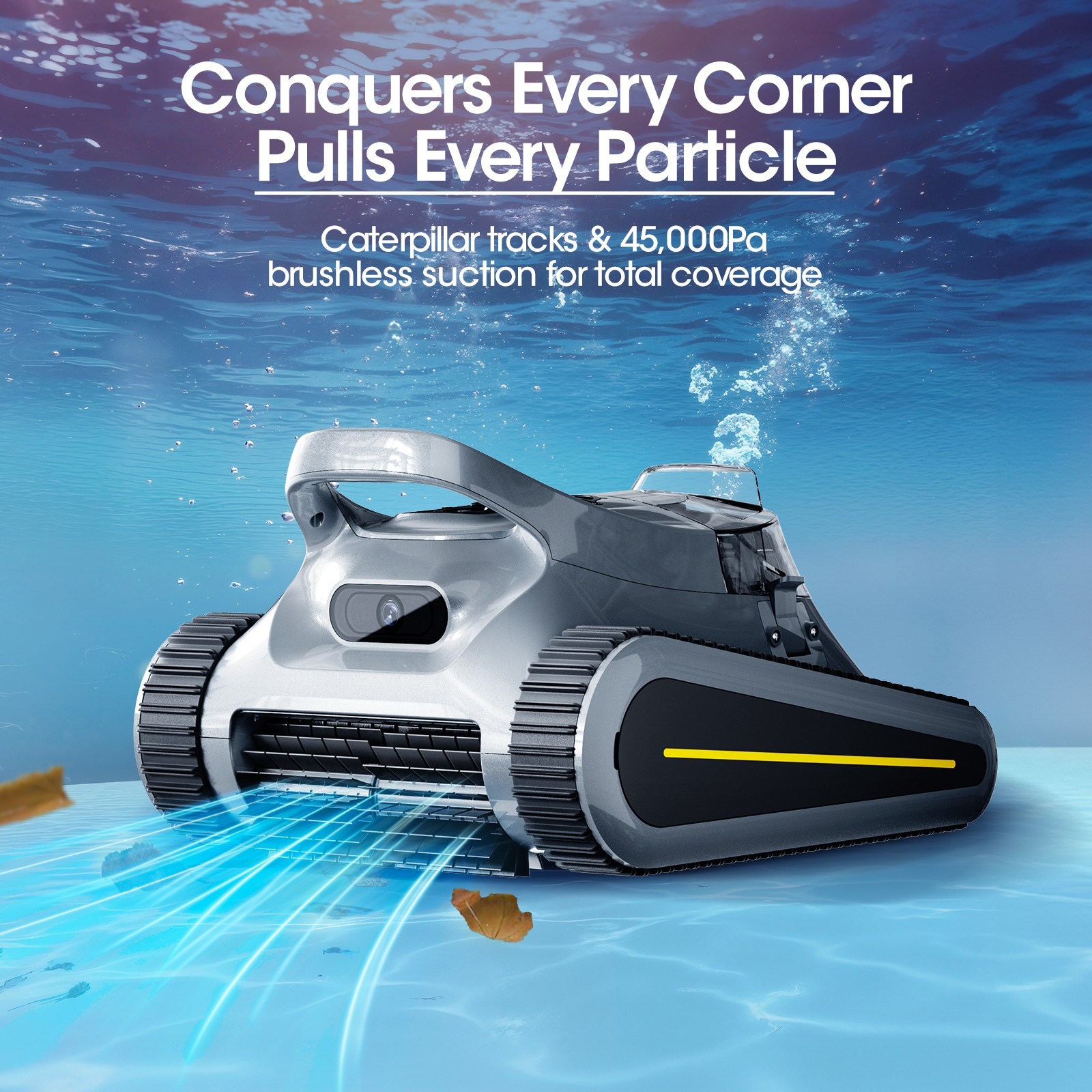 Seauto Cordless Robotic Pool Cleaner Wall & Waterline Cleaning Up to 2150 Sq.Ft