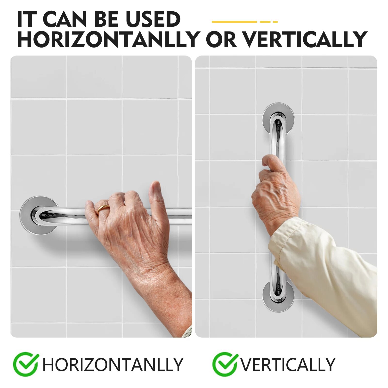 COMMERCIAL Grab Bar Stainless Steel Bath Bathroom Safety Handicap Hand Wall Rail