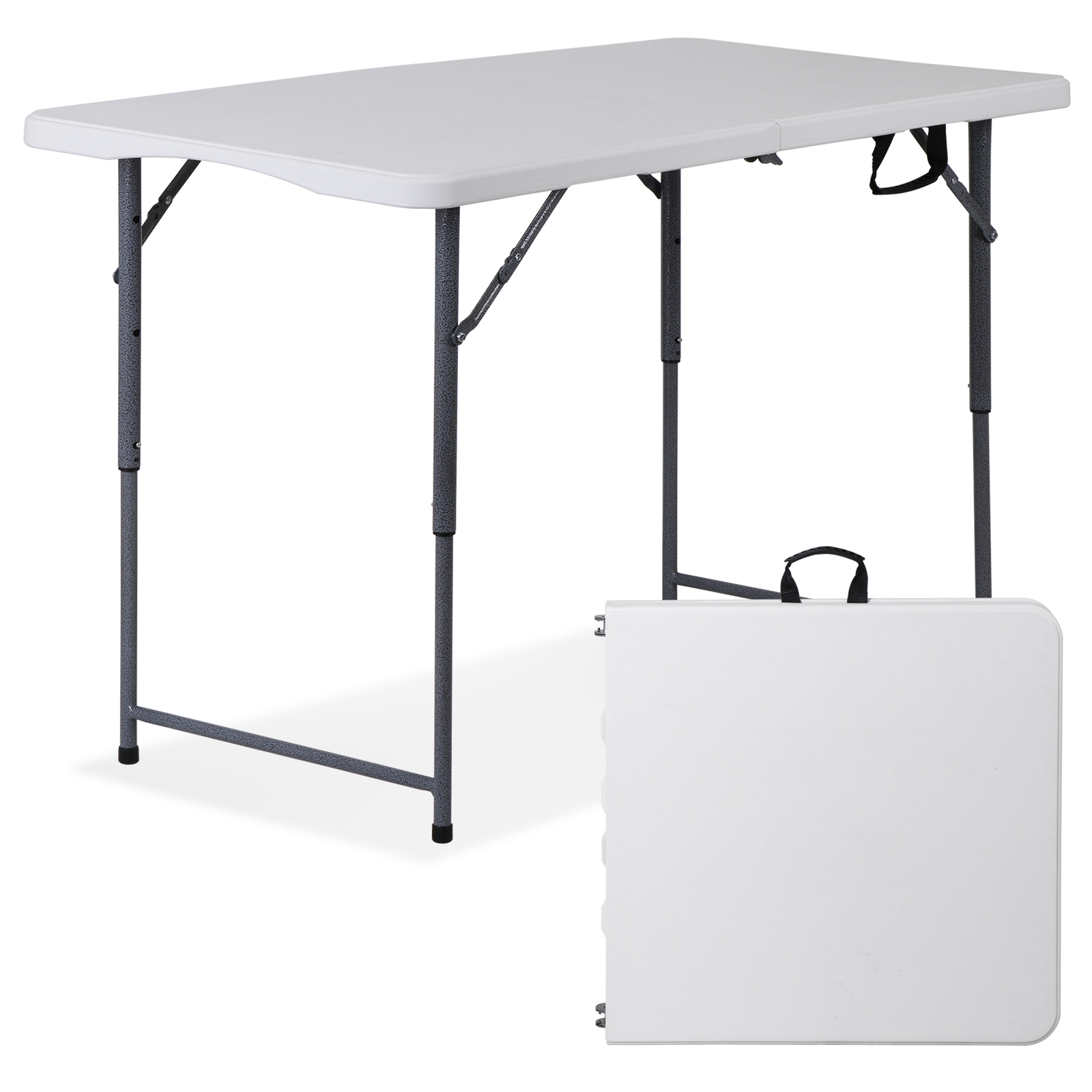 4FT Folding Table Heavy Duty Plastic Foldable Table Banquet Table w/Handle Lock