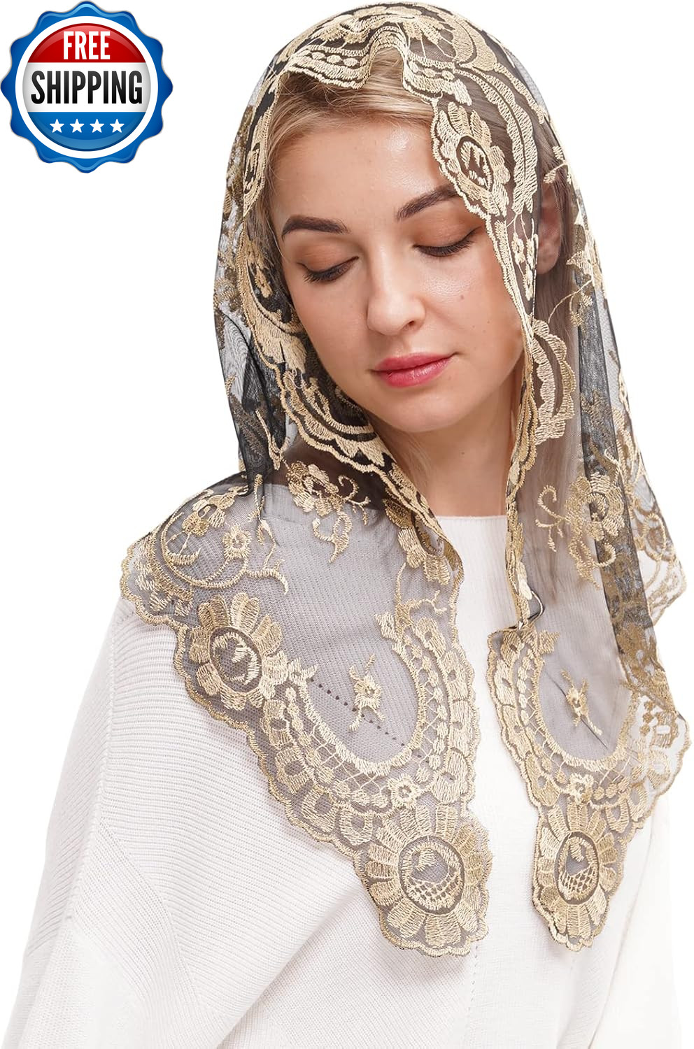 Embroidery Lace Veils Catholic Church Mantillas Chapel Scarf Lace Mass