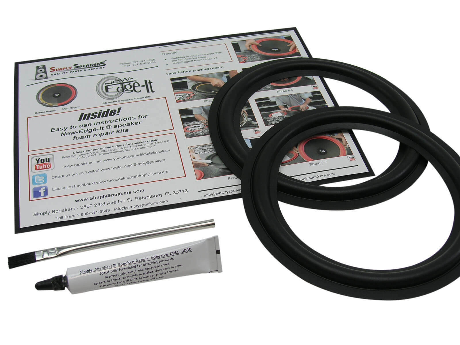 8" Butyl Rubber Speaker Surround Repair Kit RUBBER Woofer Edge Kit # RSK-8