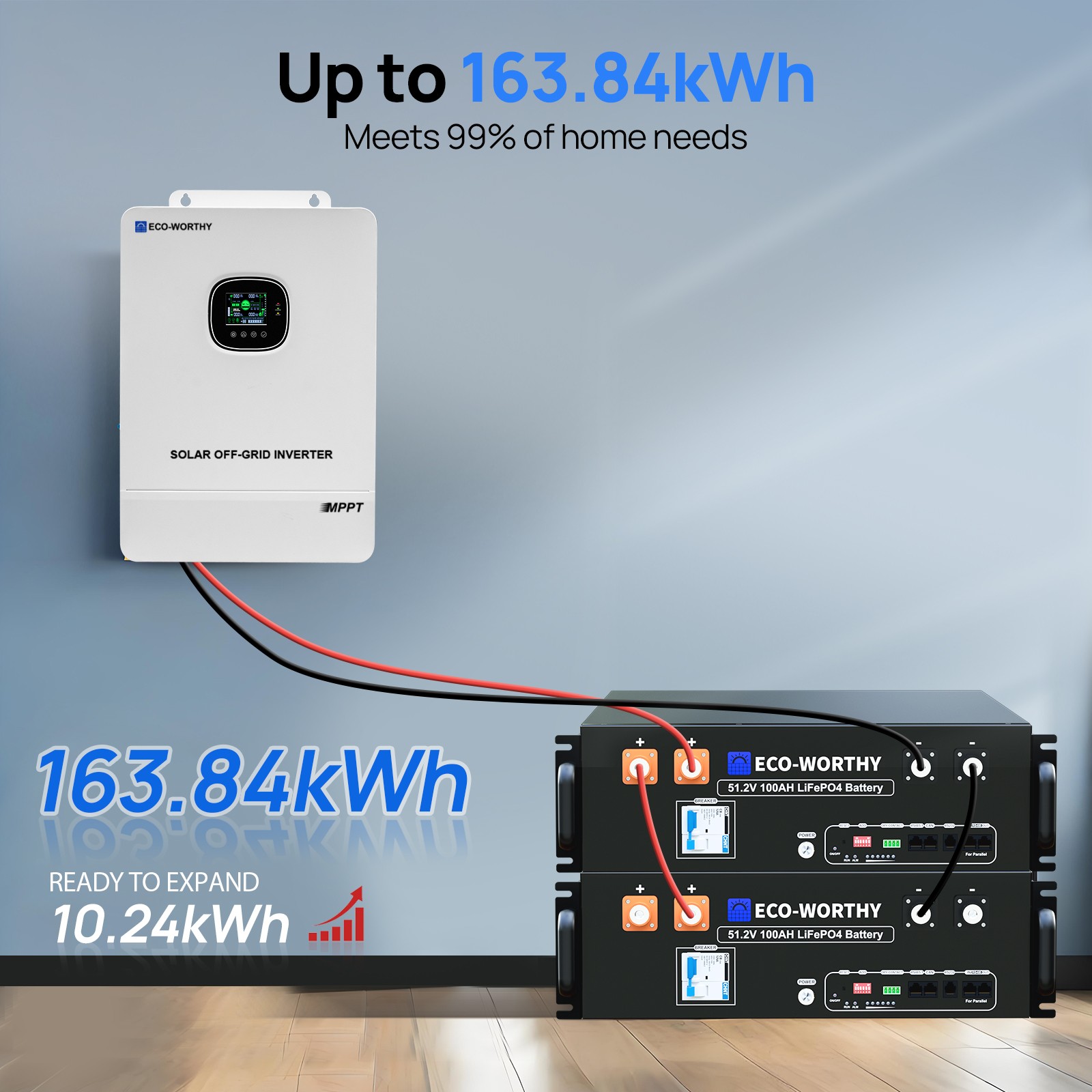 ECO-WORTHY 10KW Output 9.36KWH Off Grid Solar System Complete Kit for Home