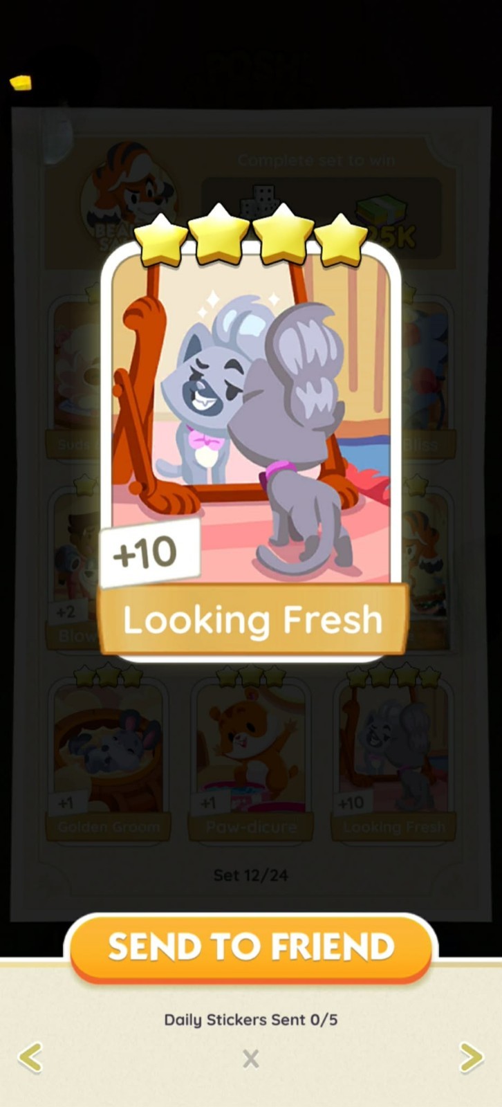 Looking Fresh- Stickers - 4⭐⭐⭐⭐ - ⚡️ Posh Pets Album ⚡️ Monopoly Go