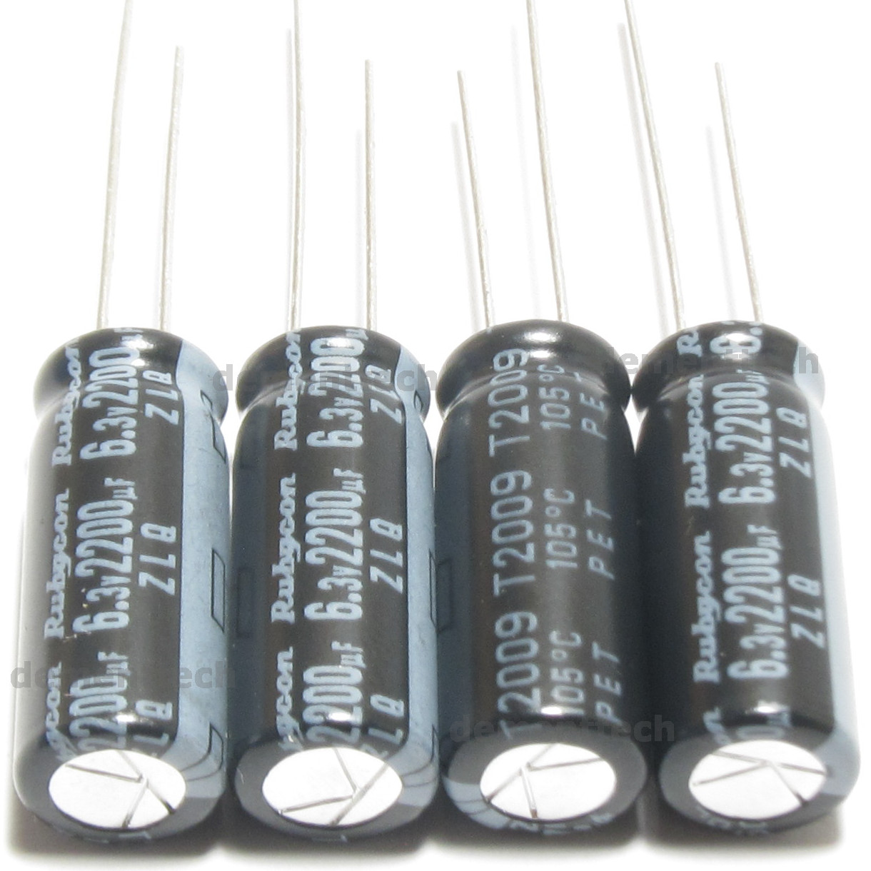 4x Rubycon ZLQ 2200uF 6.3V 8mm Low-ESR Impedance 105C radial capacitors caps