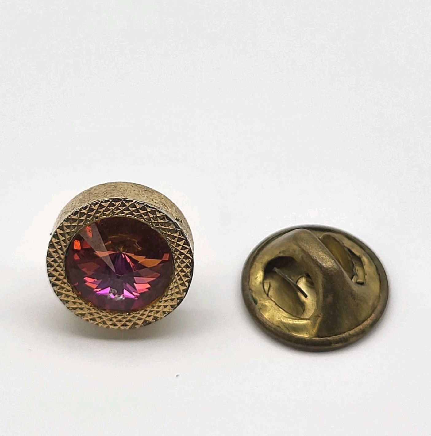 Dapper Vintage Rivoli red rhinestone tie tack lapel pin Preppy Hipster