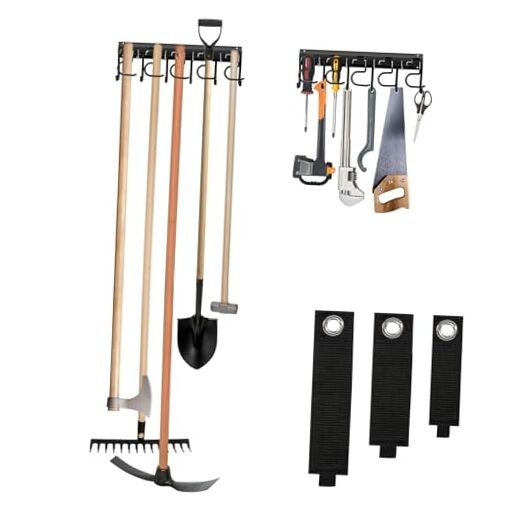 Metal Garage Tool Organizer Wall Mount Garden Tool Organizer With 2 Pack