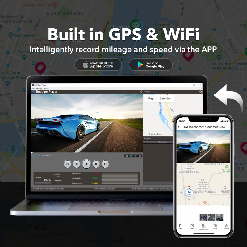 REDTIGER F7NP 4K Dash Cam Front and Rear Dash Camera Package combination series