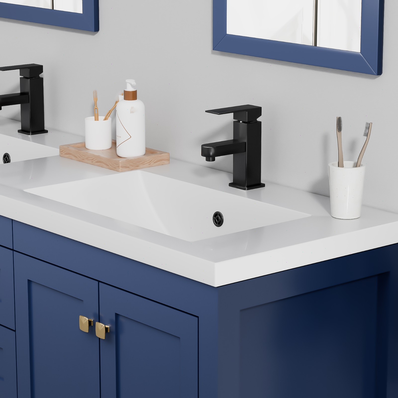 60" Double Sink Vanity Top Undermount Bathroom Sink