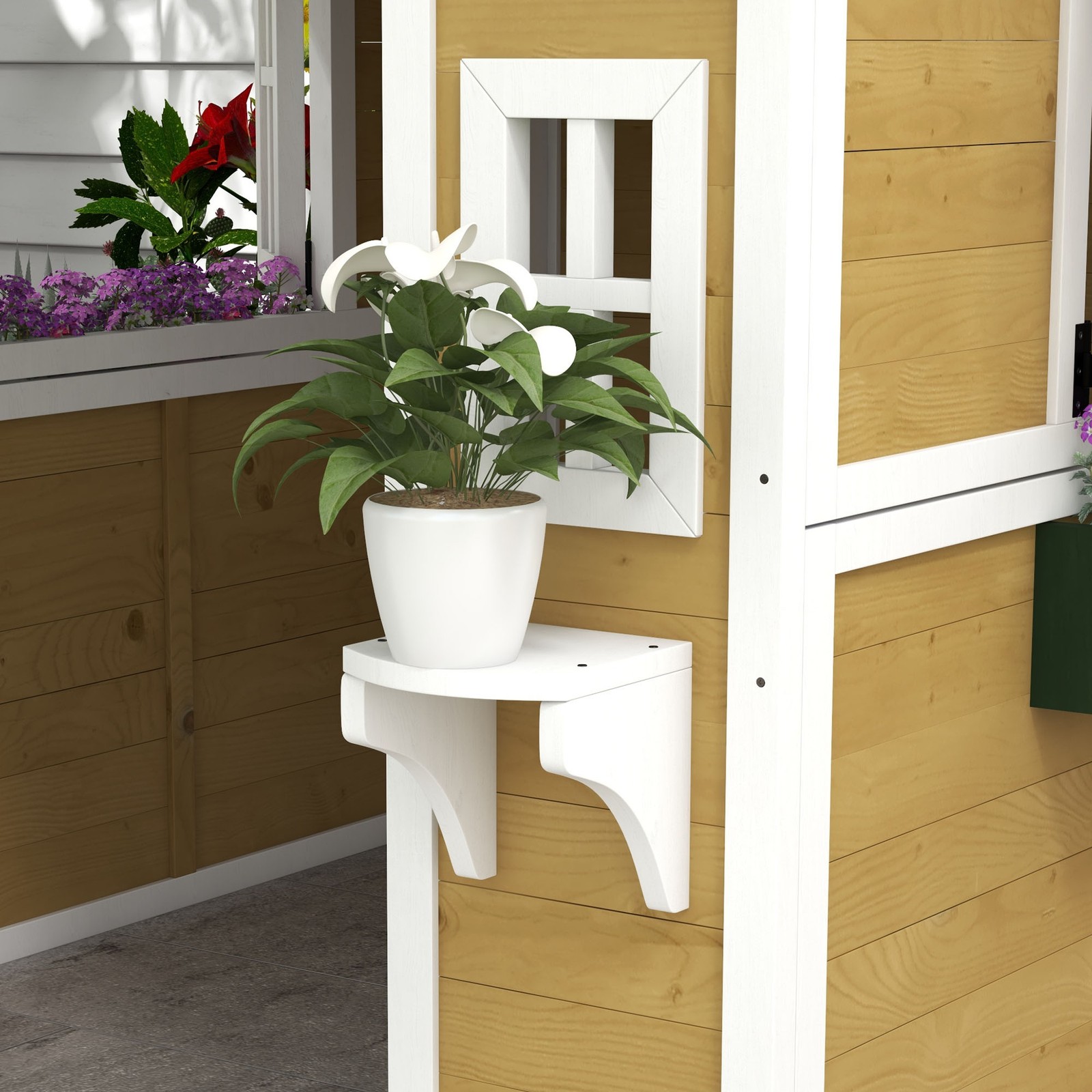 Playhouse for Kids with Doors, Windows, Planter Pots and Boxes
