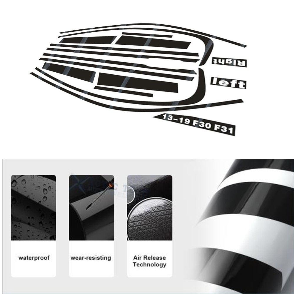 Glossy Black Chrome Delete Window Trims For BMW 3 Series F30 2013-2019