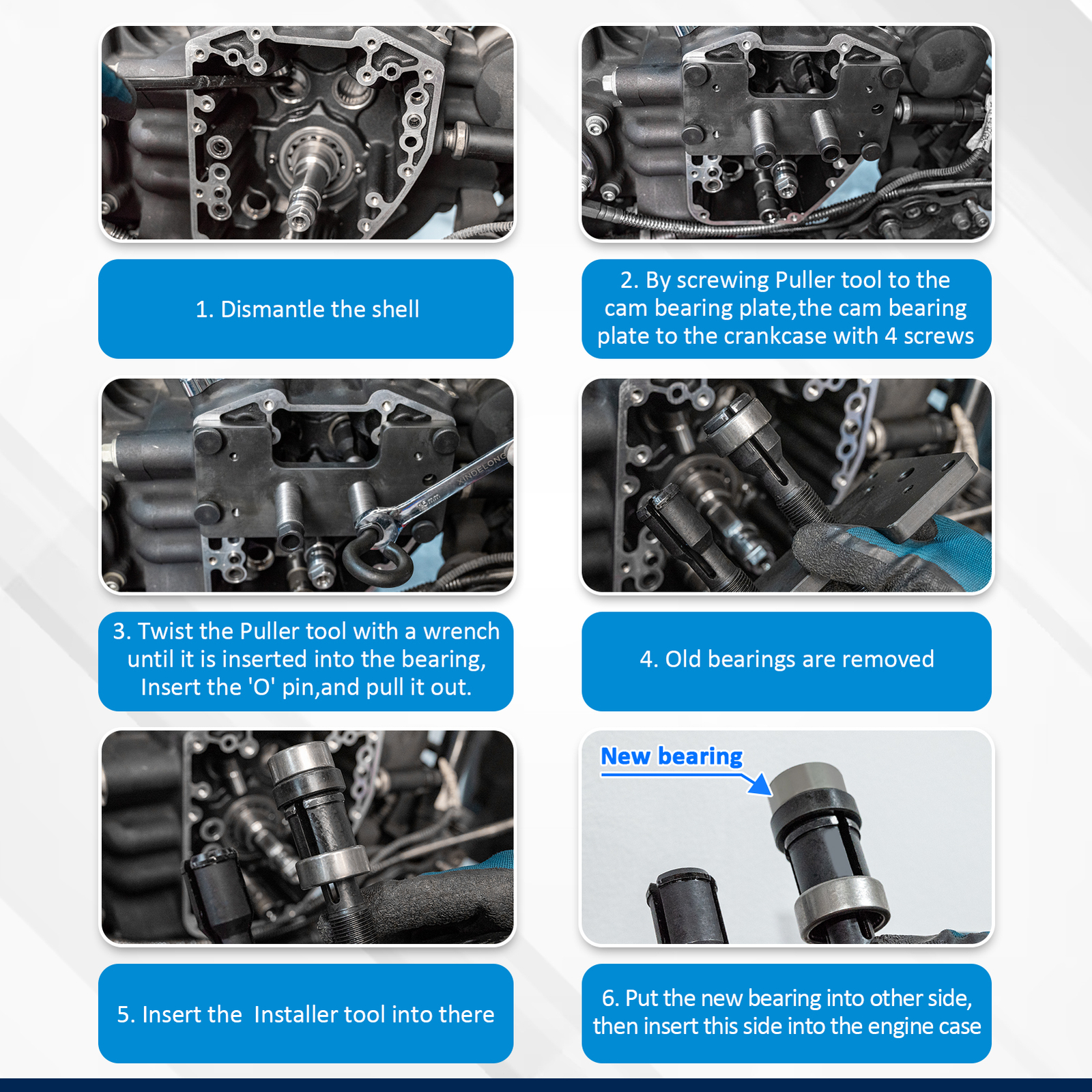 Inner Cam Bearing Installer & Puller Toolbox for 99-17 Harley Twin Cam 88 96 103