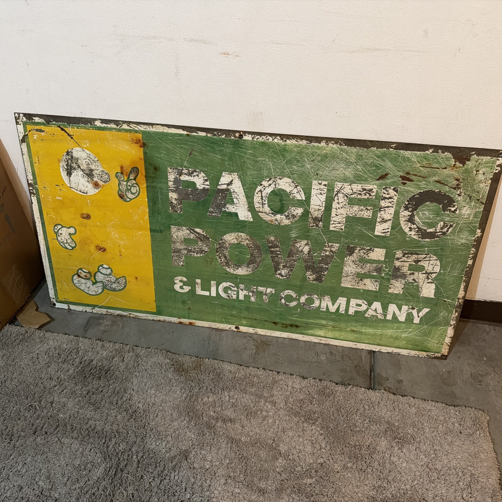 Vintage Pacific Power & Light Co Metal Utility Sign 48”x24”