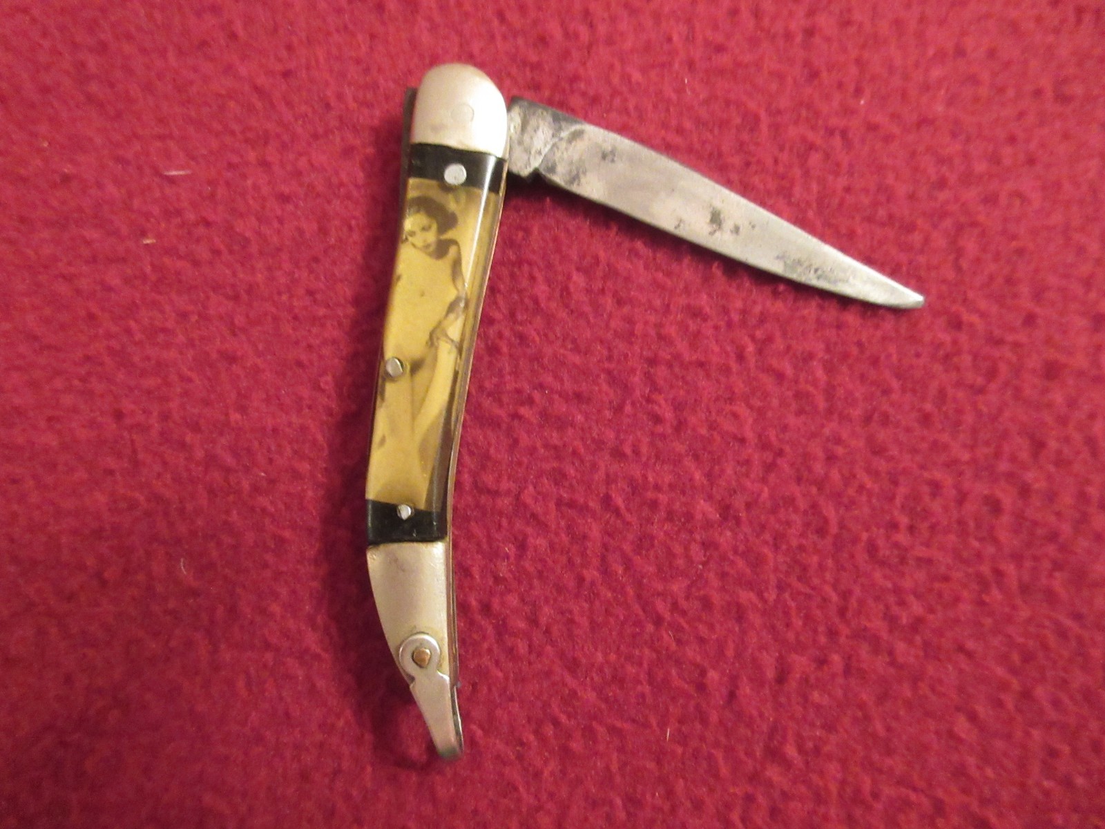 VTG 1930s-40s Colonial Prov RI USA Risque Nude Naughty Women Pin-up Pocket Knife