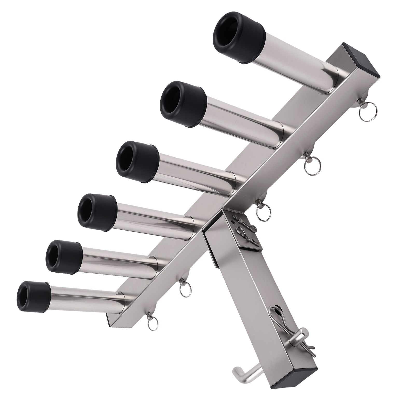 Truck Hitch Car Fishing Rod Holder For 2" Hitch Receiver Mount 6 Tube Stainless