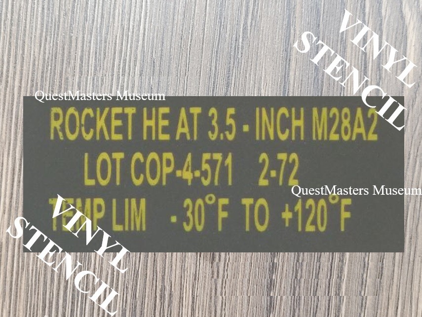 U.S. Vietnam Era 3.5 inch M28A2 Bazooka HE Rocket Stencil, Stencil 103