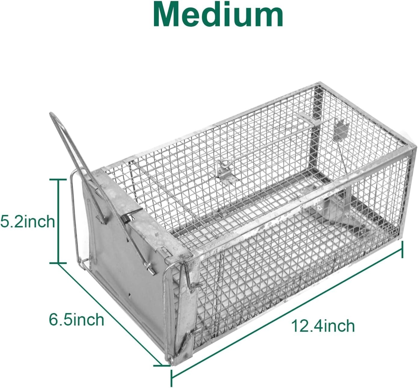 2 PACK Medium Humane Rat Cage Trap Easy Catch and Release Live Animal Trap Metal