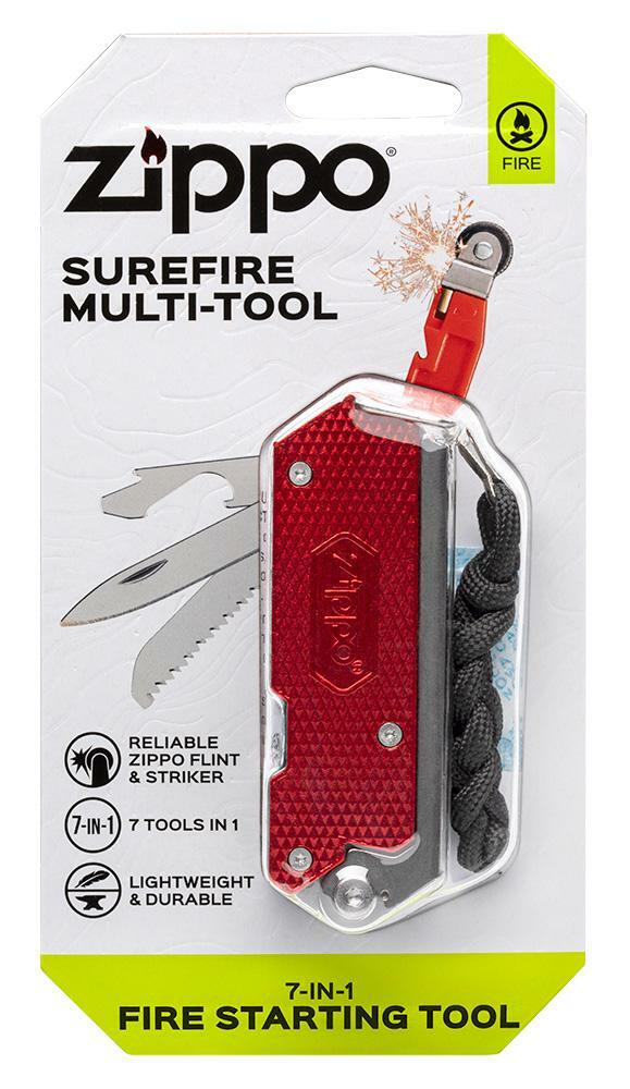 Zippo Red SureFire Multi-Tool, Flint, Knife & Paracord, 40549, New In Package