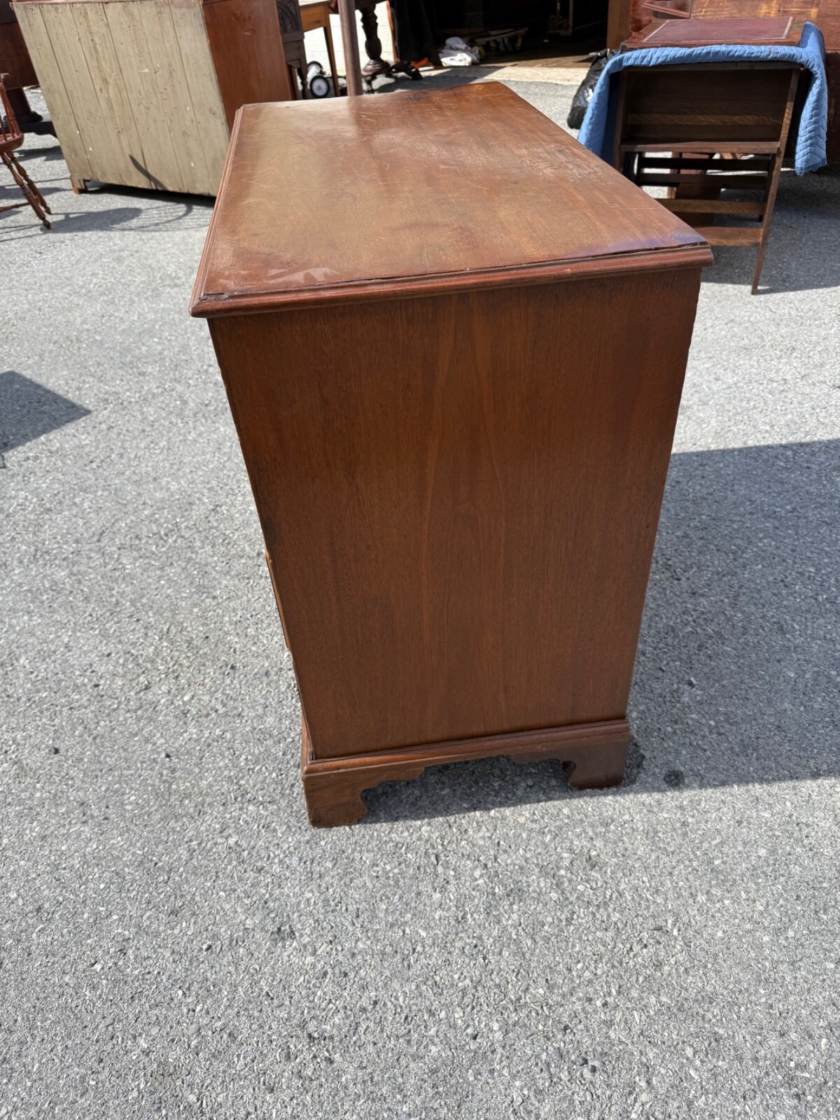 Antique walnut chippendale chest of drawers dresser bracket feet 1780 country