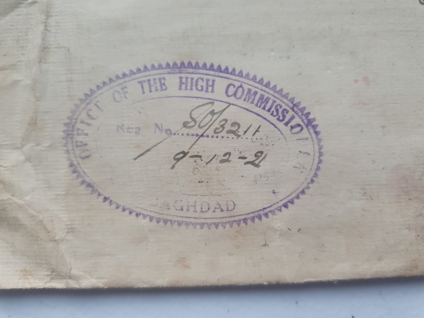 British Occupation of IRAQ Cover 1921 Office of High Commission