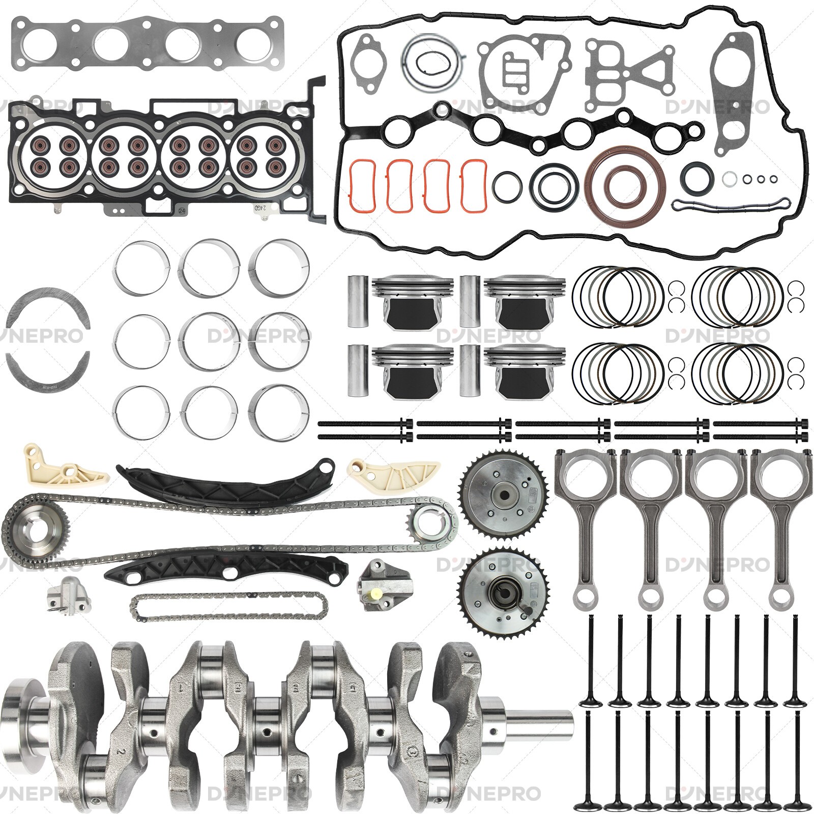 For Hyundai Kia 2.4L G4KJ Engine Rebuild Overhaul Kit Crankshaft Rods Timing VVT