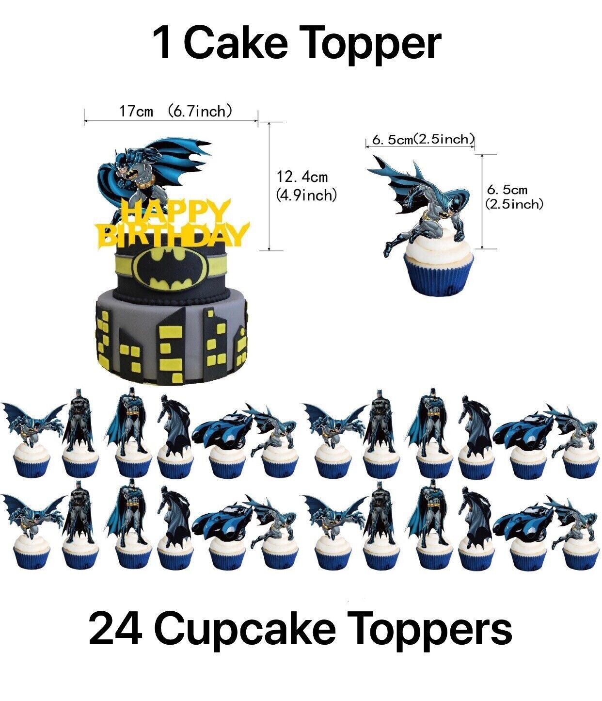 Batman Birthday Party Decoration Set with Banner Balloon Cake Topper