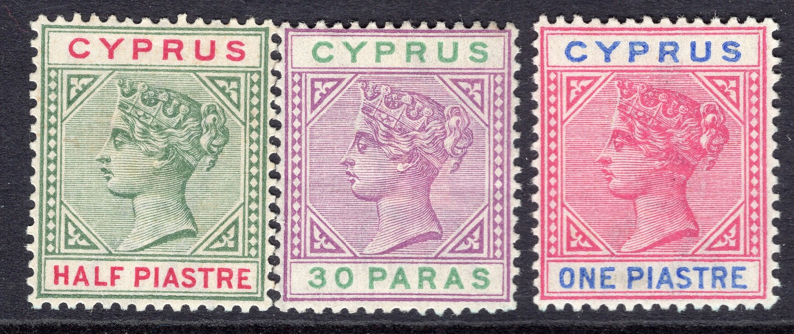 CYPRUS 1894 Mint SG 40-42 Fine/V Fine cv £19