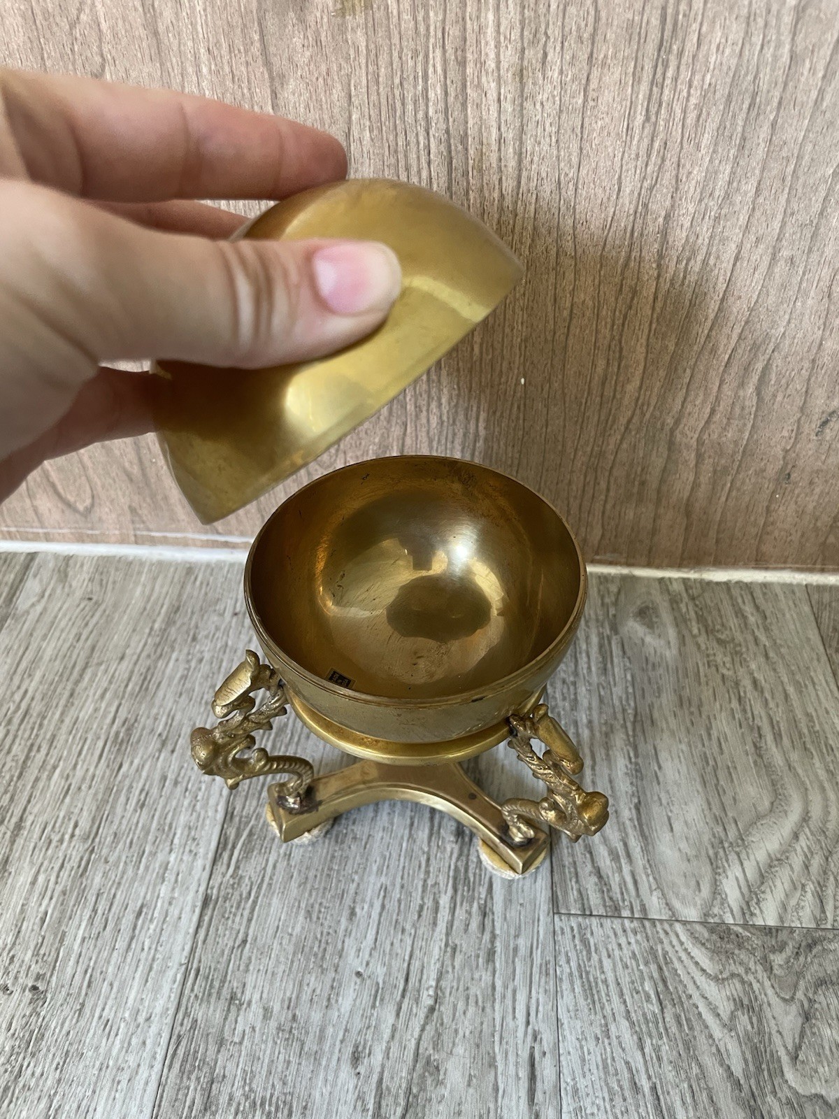 Vintage Decorative Solid Brass Inkwell