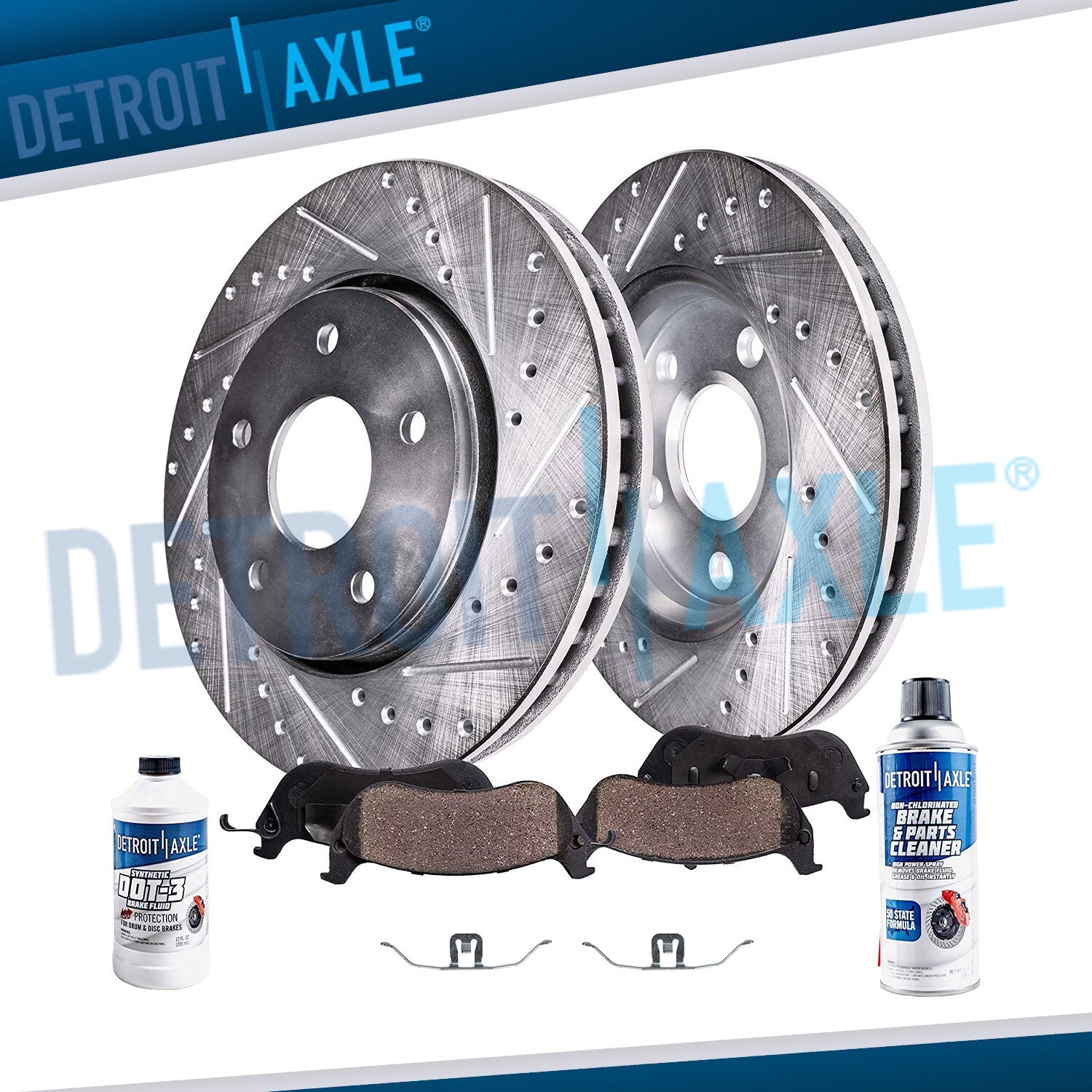 Front Drilled Disc Rotor Ceramic Brake Pads for 2010 2011 Audi A4 A5 Quattro Q5