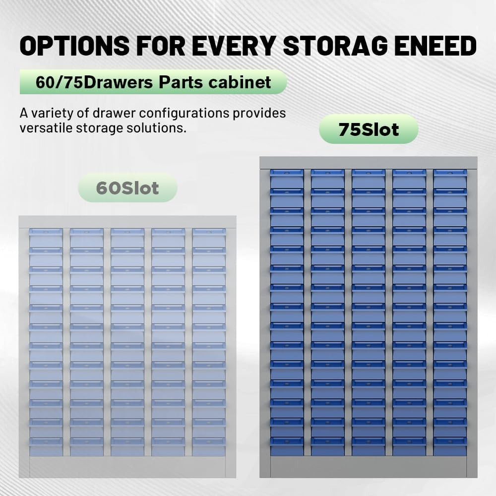 75 Drawers Parts Cabinet, Bolt & Nut Storage, Hardware Tool Organization Shelves