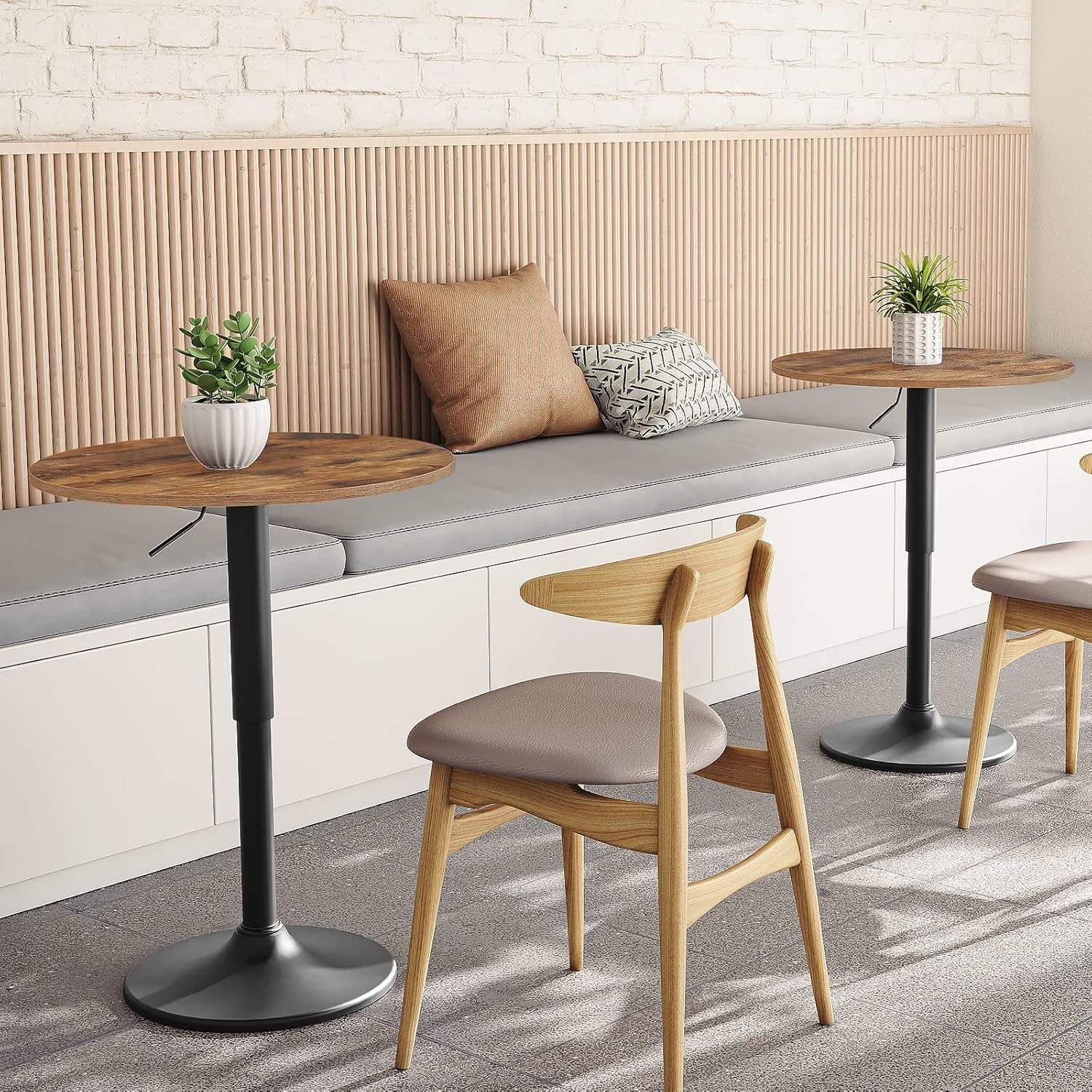 HOOBRO Bar Table Height-Adjustable Pub Table Suitable for Small Space Brown