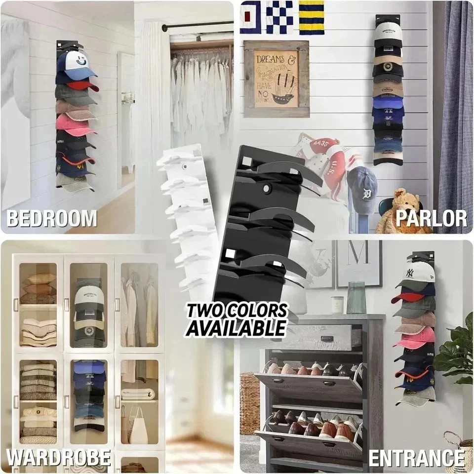 2 Pack Hat Organizer for Baseball Caps, Hat Rack for Wall with Strong Adhesive