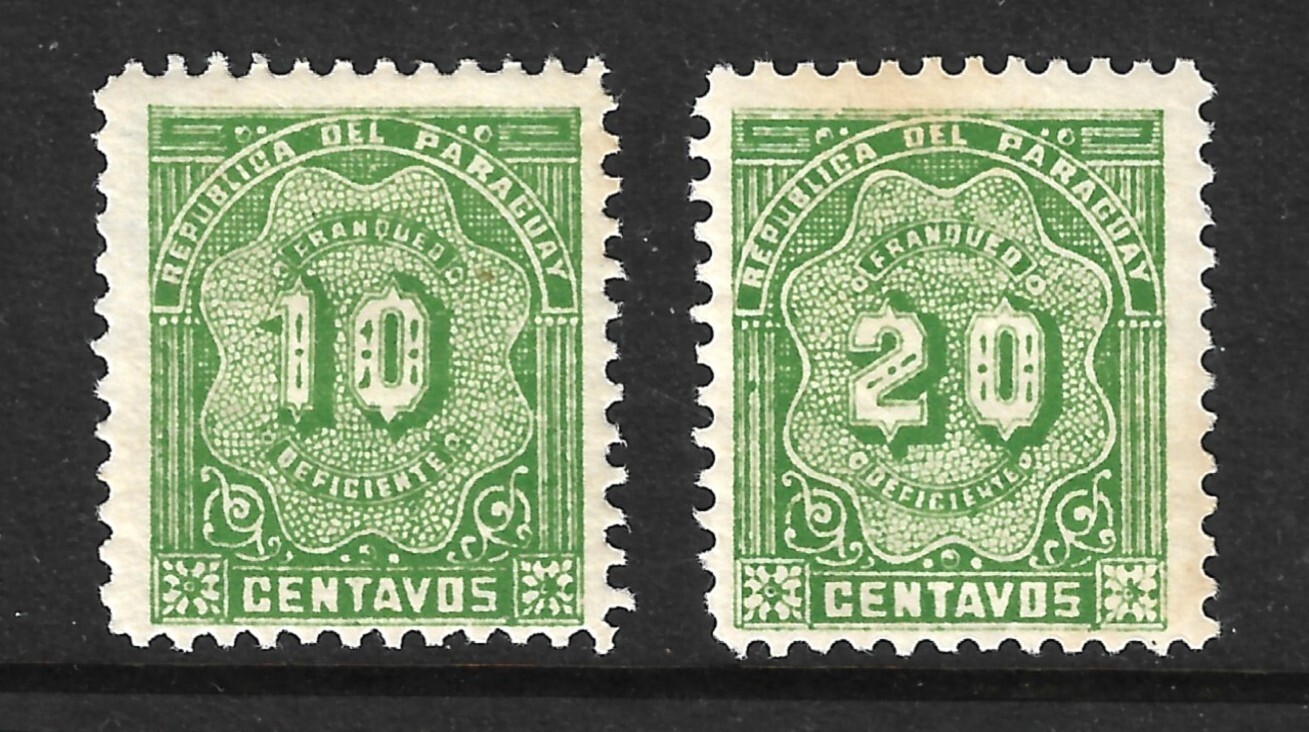 Paraguay Scott J3-J4 Postage Dues F/VF Mint Hinged Issued 1904.