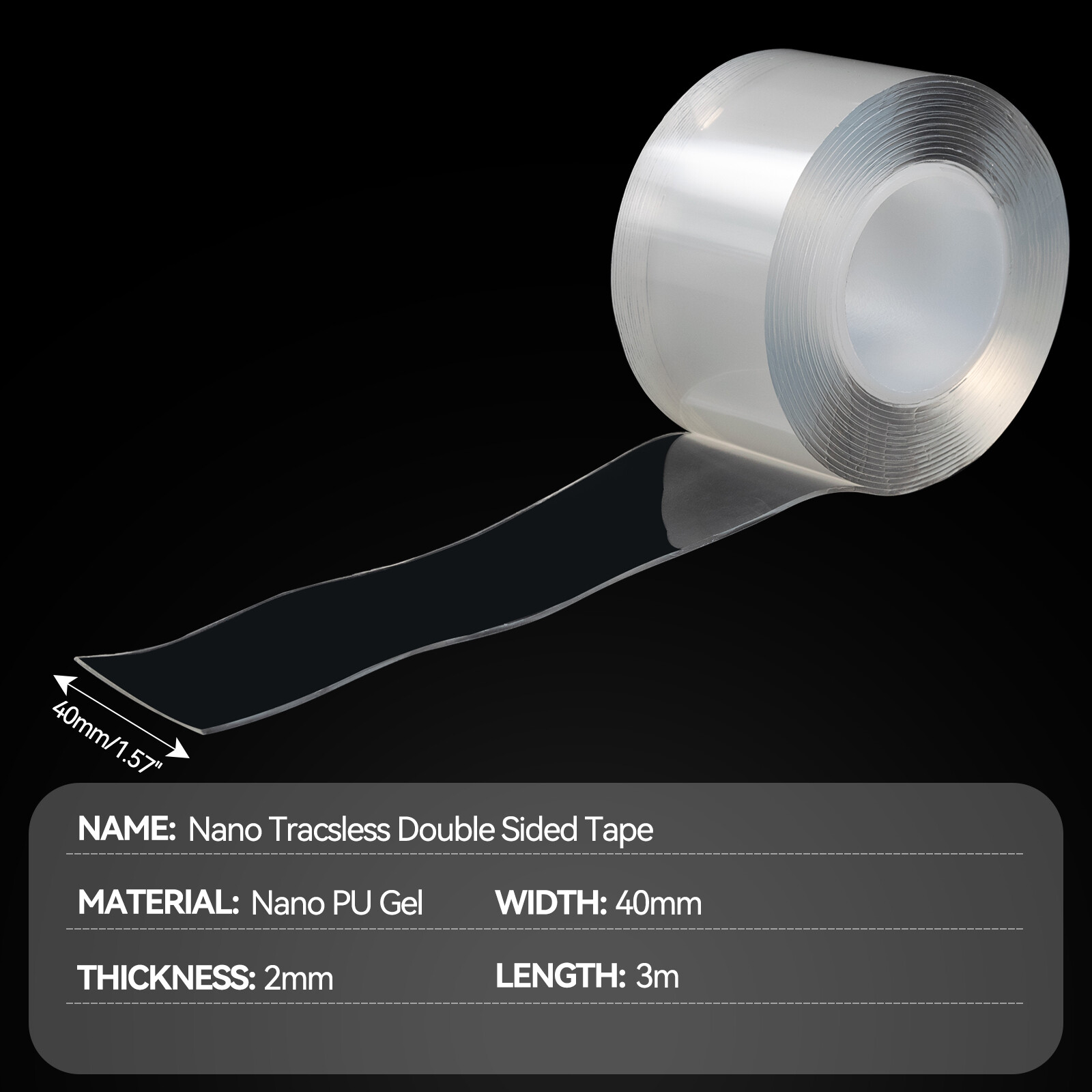 Strong Double Sided Tape Nano Transparent Traceless Washable Adhesive Invisible