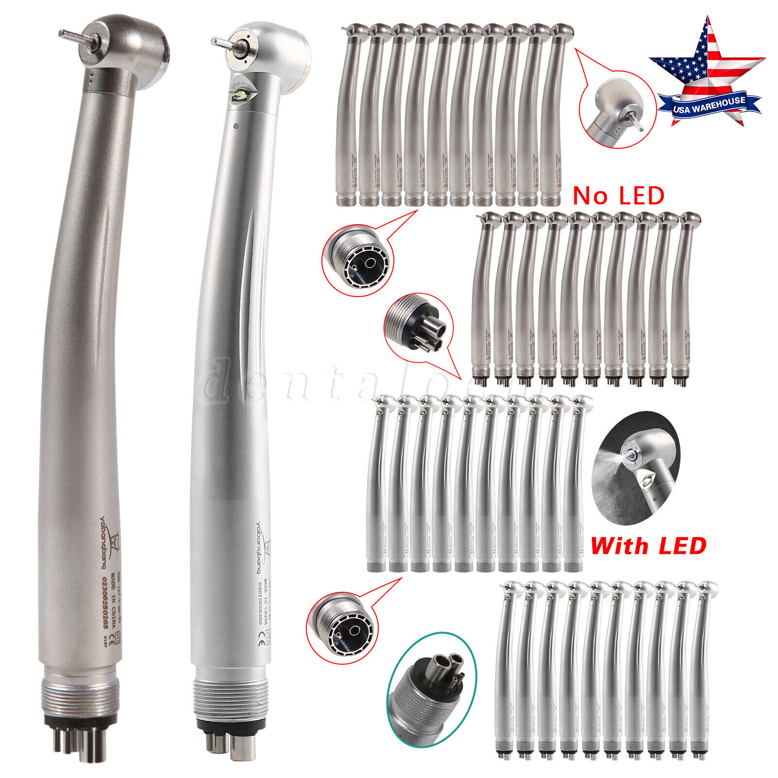 1-10 Yabangbang Dental (LED E-generator) High Speed Handpiece 4/2 Hole NSK Style