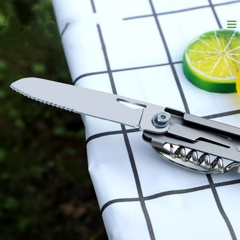 Camping Eating Utensil Set Folding Emergency Cutlery Knife Fork Spoon Kit 2024