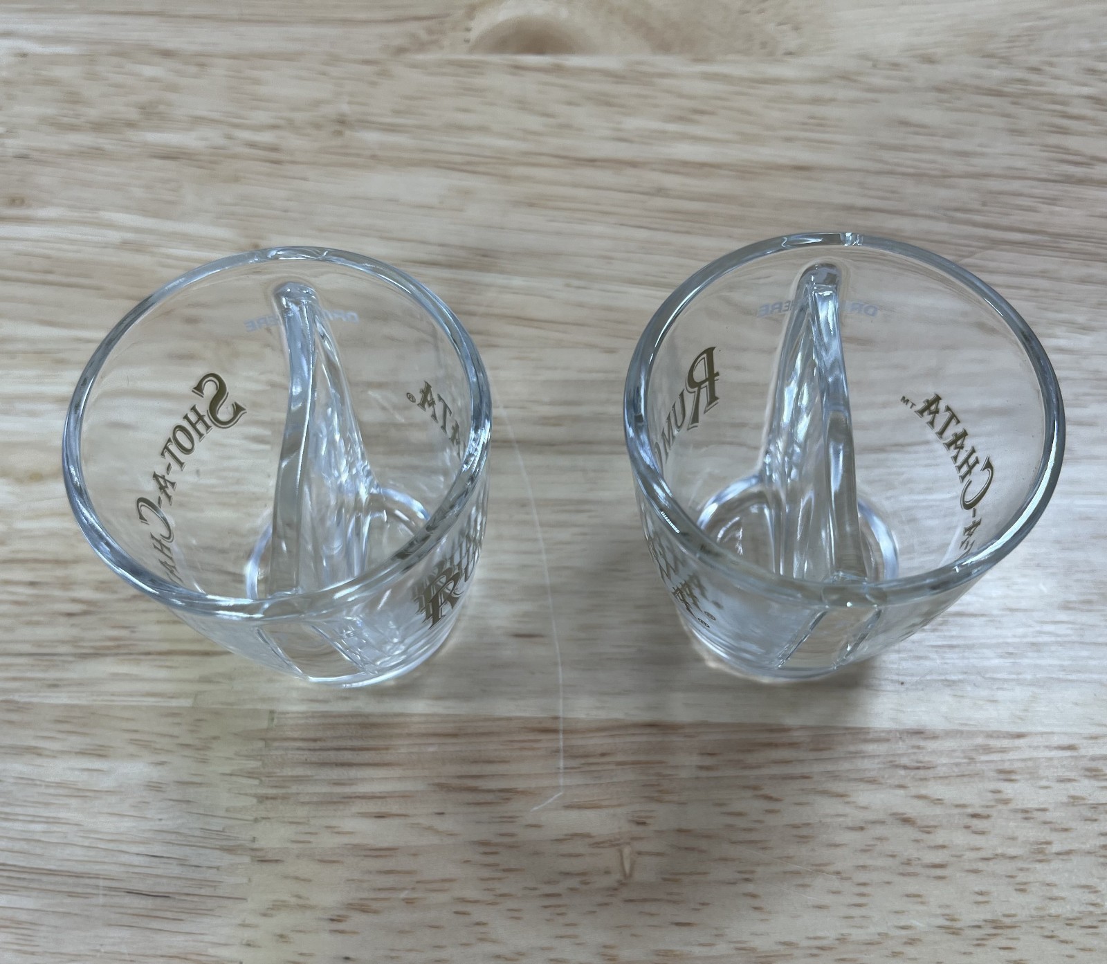 RumChata Shot-A-Chata Divided Shot Glasses - Split Glass - Rum Chata - Lot of 2