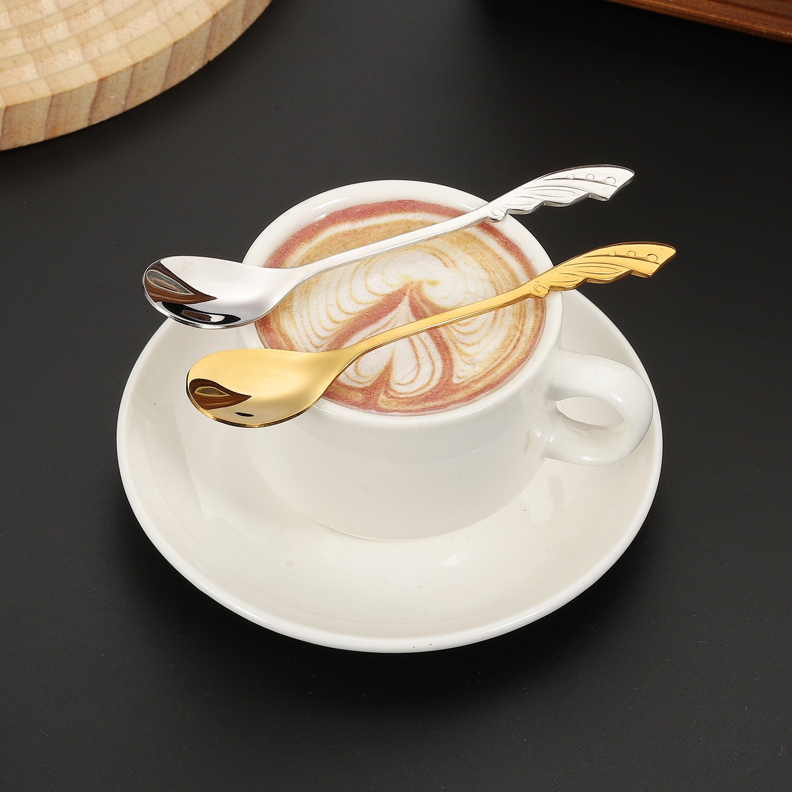 6pcs Coffee Spoons, Wings Tea Spoons Stainless Steel, Gold