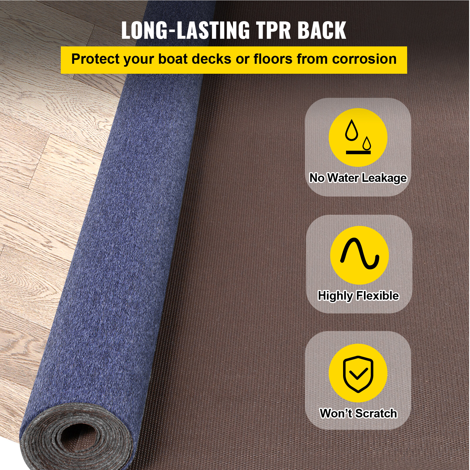 VEVOR 6'x18' Marine Carpet 32 oz Outdoor Bass Boat Carpet for Patio Deep Blue