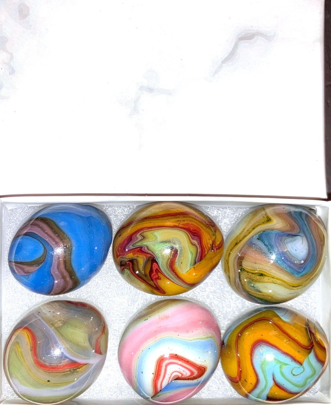 6 Jabo & D.A.S. Easter Eggs Marble Ingots Box Set Egg Marbles Aventurine Set D