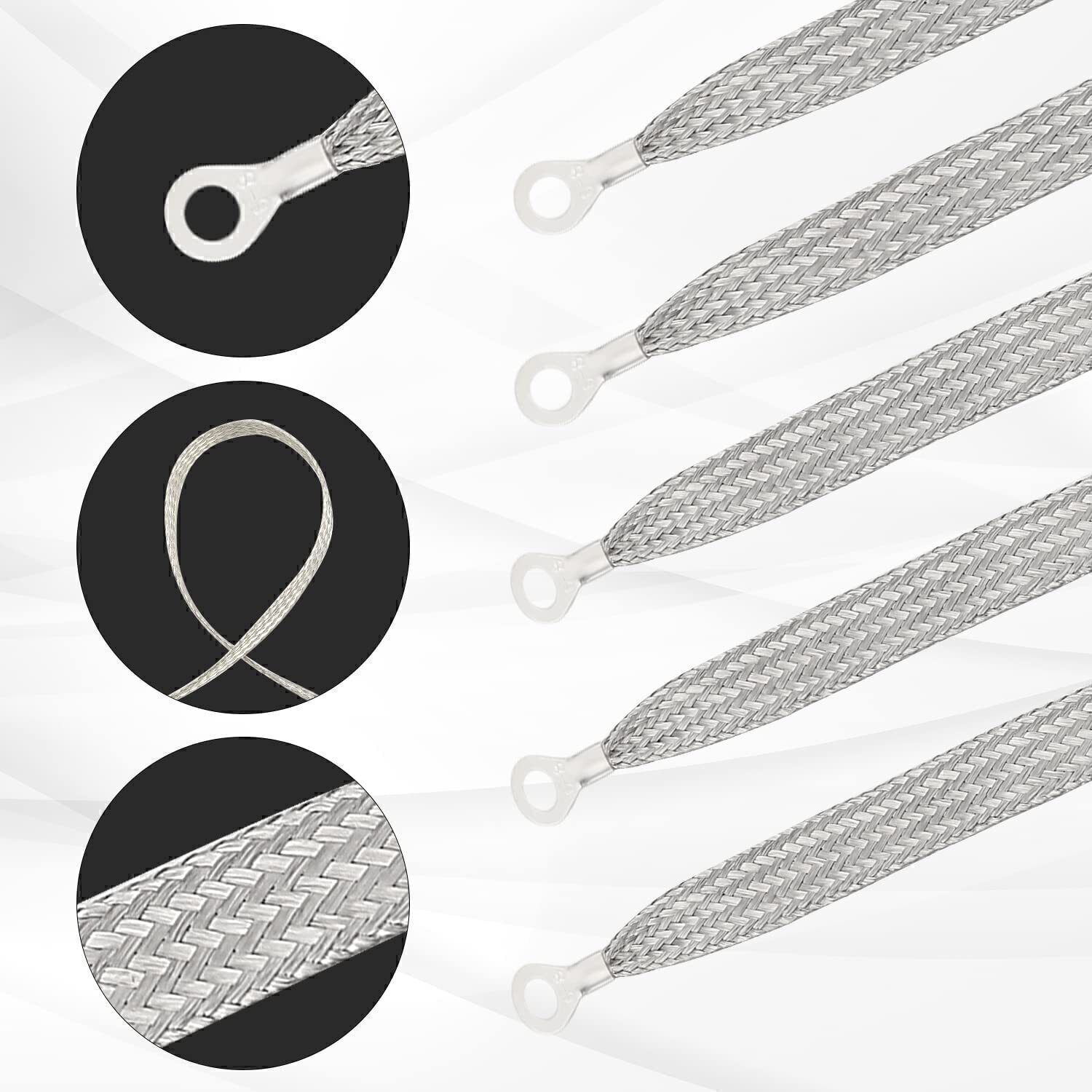 5)Universal Automotive Ground Strap Tinned Copper Car Engine Ground Strap Cable