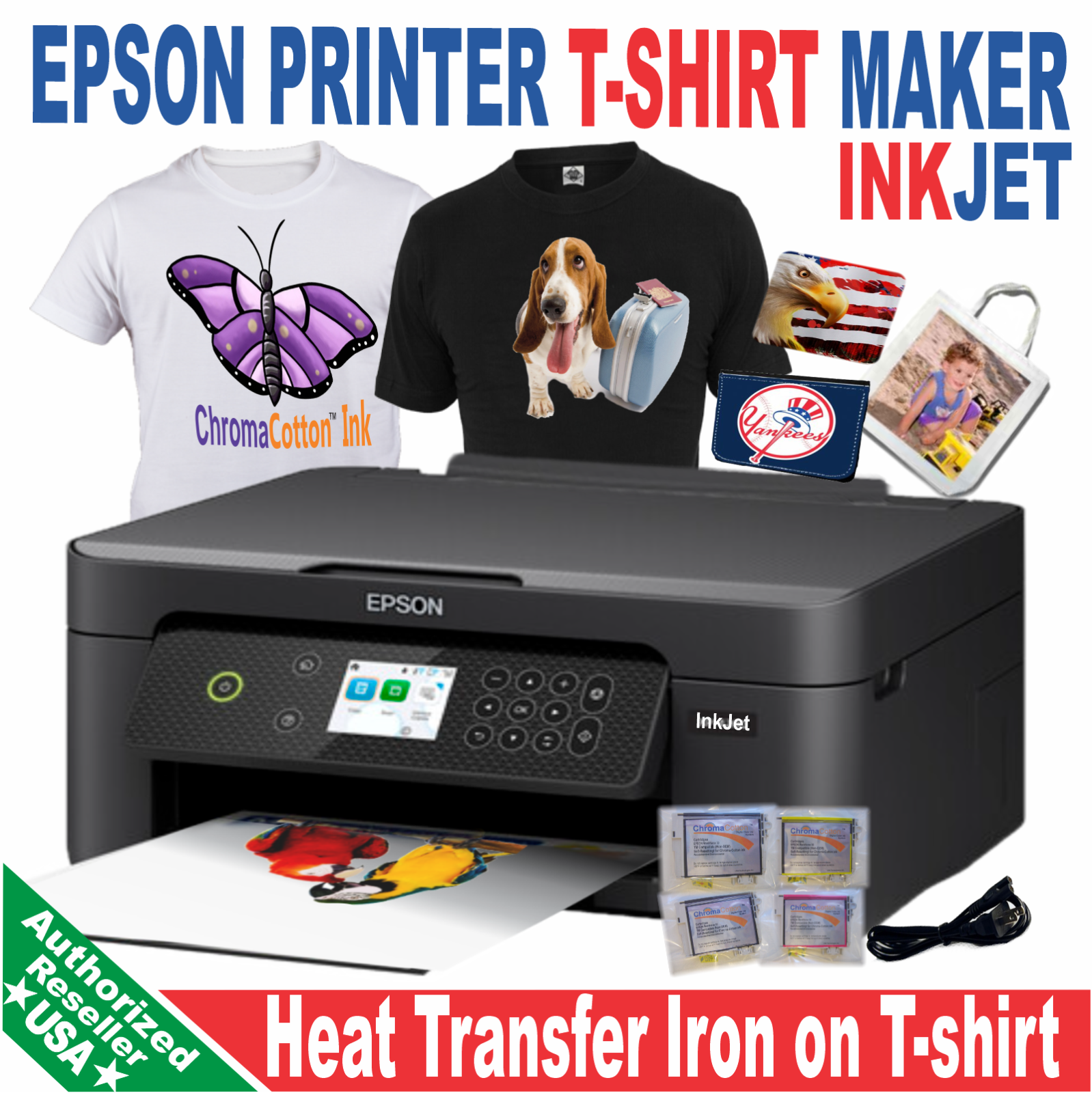 Epson Printer InkJet Iron on Heat Transfer Print T-Shirt Maker Starter Kit
